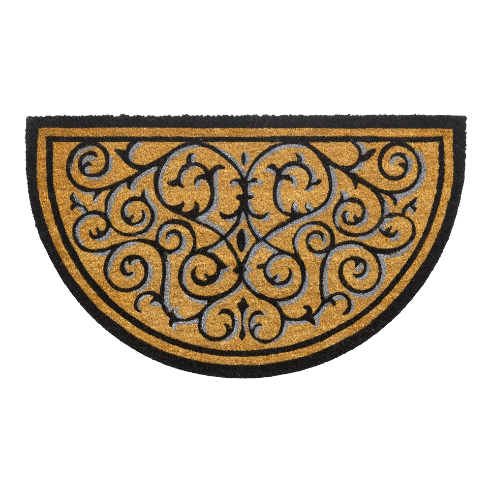 HAMAT Ruco Design Vloermat - Halfrond - 75x45cm - Zwart/Bruin - Deurmat 1 HAMAT Ruco Design Vloermat - Halfrond - 75x45cm - Zwart/Bruin - Deurmat